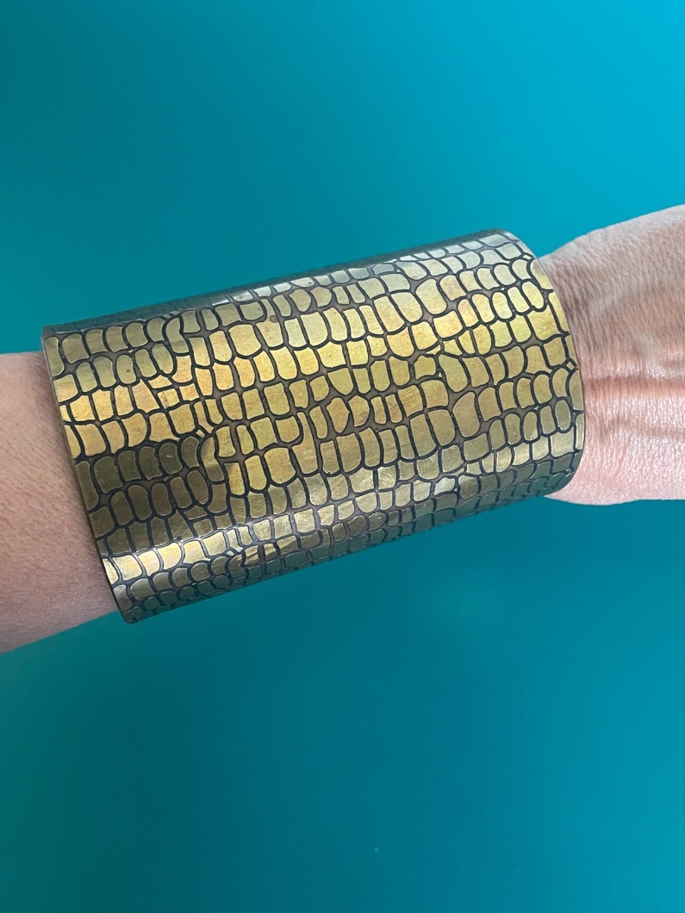 Vintage Brass Snakeskin Armour Cuff - Cleopatra Style